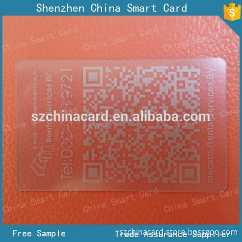 glossy surface clear business card with QR code